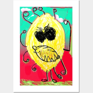 Neon Angry Lemon Posters and Art